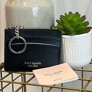kate spade Black Saffiano Leather Cardholder with Keyring